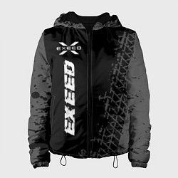 Куртка с капюшоном женская Exeed speed на темном фоне со следами шин: по-верт, цвет: 3D-черный