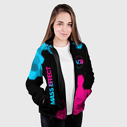 Куртка с капюшоном женская Mass Effect - neon gradient: надпись, символ, цвет: 3D-черный — фото 2