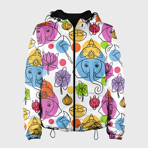 Женская куртка Индийские слоники / 3D-Черный – фото 1