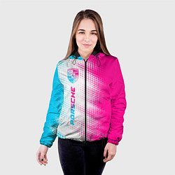 Куртка с капюшоном женская Porsche neon gradient style: по-вертикали, цвет: 3D-черный — фото 2