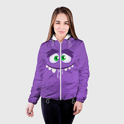 Куртка с капюшоном женская Глупое лицо монстра, цвет: 3D-белый — фото 2