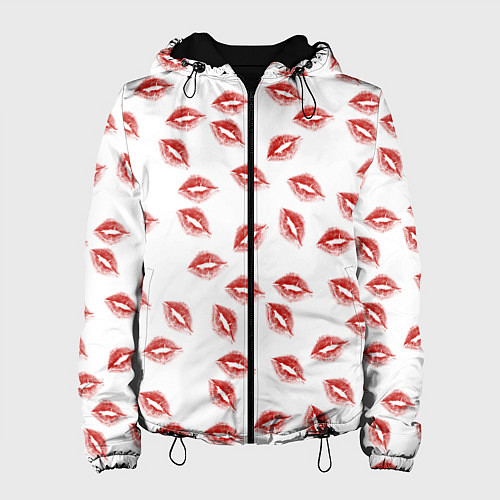 Женская куртка Поцелуи - паттерн / 3D-Черный – фото 1