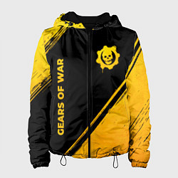 Куртка с капюшоном женская Gears of War - gold gradient: надпись, символ, цвет: 3D-черный