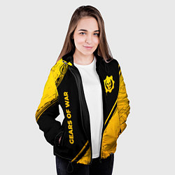 Куртка с капюшоном женская Gears of War - gold gradient: надпись, символ, цвет: 3D-черный — фото 2