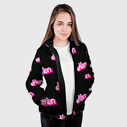 Куртка с капюшоном женская Логотип Кен - патерн, цвет: 3D-черный — фото 2