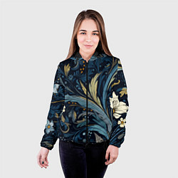 Куртка с капюшоном женская Цветочные узоры, цвет: 3D-черный — фото 2