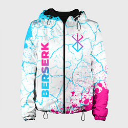 Куртка с капюшоном женская Berserk neon gradient style: надпись, символ, цвет: 3D-черный
