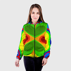 Куртка с капюшоном женская Цветные плавные фигуры, цвет: 3D-черный — фото 2
