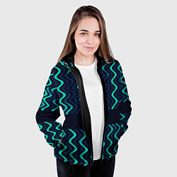 Куртка с капюшоном женская Волнистый тёмный, цвет: 3D-черный — фото 2