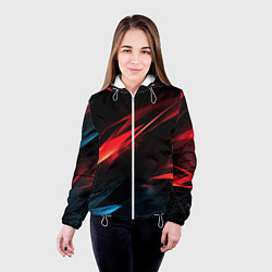 Куртка с капюшоном женская Red black abstract, цвет: 3D-белый — фото 2