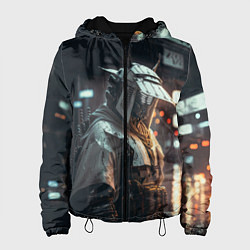 Куртка с капюшоном женская Футуристический самурай, цвет: 3D-черный
