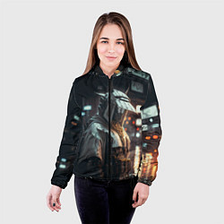 Куртка с капюшоном женская Футуристический самурай, цвет: 3D-черный — фото 2
