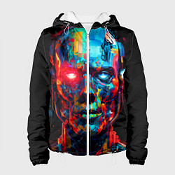 Куртка с капюшоном женская AI Робот digital pop-art, цвет: 3D-белый