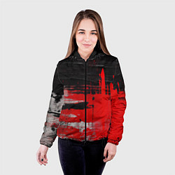 Куртка с капюшоном женская Черный белый красный цвет, цвет: 3D-черный — фото 2