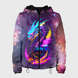 Куртка с капюшоном женская Space dragon - neon glow - neural network, цвет: 3D-черный
