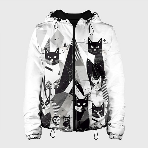 Женская куртка Абстрактные коты / 3D-Черный – фото 1