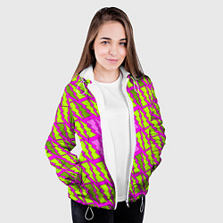 Куртка с капюшоном женская Ретро молнии розово-жёлтые, цвет: 3D-белый — фото 2