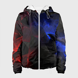 Куртка с капюшоном женская Синие черные красные плиты, цвет: 3D-белый