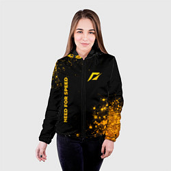 Куртка с капюшоном женская Need for Speed - gold gradient: надпись, символ, цвет: 3D-черный — фото 2