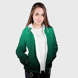 Куртка с капюшоном женская Аквамариновая клетка с градиентом, цвет: 3D-белый — фото 2