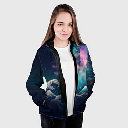 Куртка с капюшоном женская Космическая Большая волна в Канагаве, цвет: 3D-черный — фото 2