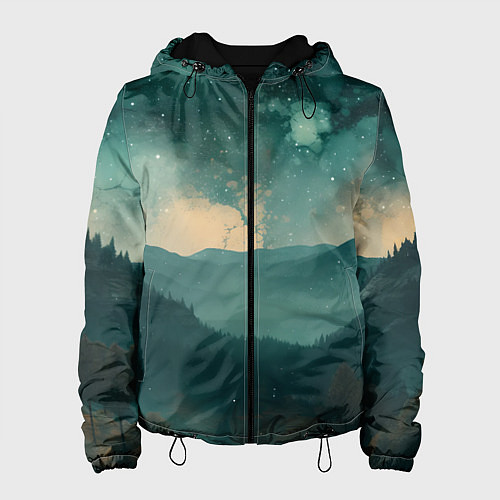 Женская куртка Космическая ночь в горах / 3D-Черный – фото 1