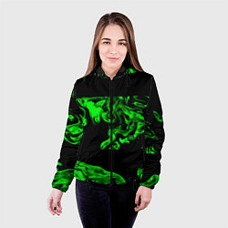 Куртка с капюшоном женская Зеленый светящийся дым, цвет: 3D-черный — фото 2