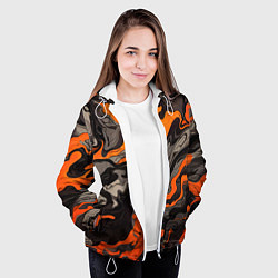 Куртка с капюшоном женская Оранжево-черный камуфляж, цвет: 3D-белый — фото 2