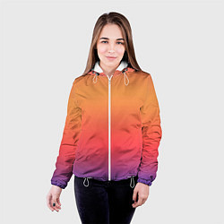 Куртка с капюшоном женская Цвета заката градиент, цвет: 3D-белый — фото 2