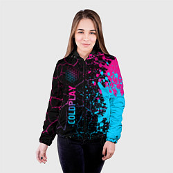Куртка с капюшоном женская Coldplay - neon gradient: по-вертикали, цвет: 3D-черный — фото 2