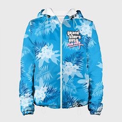 Куртка с капюшоном женская Цветочный паттерн - GTA vice city, цвет: 3D-белый