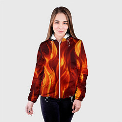 Куртка с капюшоном женская Пламя огня, цвет: 3D-белый — фото 2