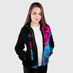 Куртка с капюшоном женская No Mans Sky - neon gradient: по-вертикали, цвет: 3D-черный — фото 2