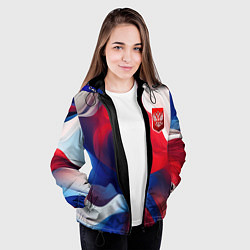 Куртка с капюшоном женская Красный герб России, цвет: 3D-черный — фото 2