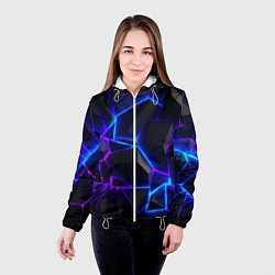 Куртка с капюшоном женская Синий и фиолетовый неон, цвет: 3D-белый — фото 2