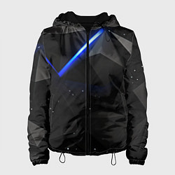 Куртка с капюшоном женская Черные плиты и синяя неоновая линия, цвет: 3D-черный
