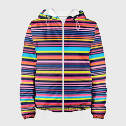 Куртка с капюшоном женская Яркие полоски, цвет: 3D-белый