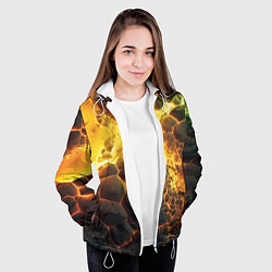 Куртка с капюшоном женская Разлом плит из лавы, цвет: 3D-белый — фото 2