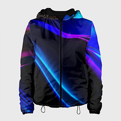 Куртка с капюшоном женская Синий градиент - нейросеть, цвет: 3D-черный