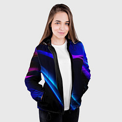 Куртка с капюшоном женская Синий градиент - нейросеть, цвет: 3D-черный — фото 2