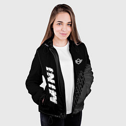 Куртка с капюшоном женская Mini speed на темном фоне со следами шин: надпись,, цвет: 3D-черный — фото 2