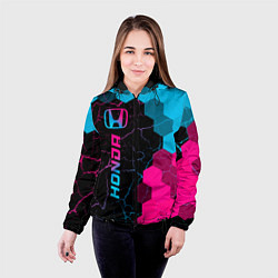 Куртка с капюшоном женская Honda - neon gradient: по-вертикали, цвет: 3D-черный — фото 2