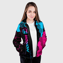 Куртка с капюшоном женская Honda - neon gradient: по-вертикали, цвет: 3D-черный — фото 2