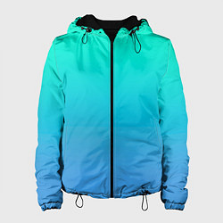 Куртка с капюшоном женская Градиент сине-зелёный светлый, цвет: 3D-черный