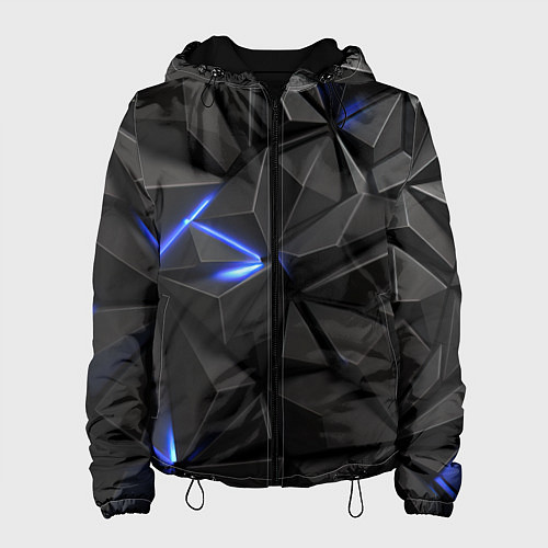 Женская куртка Неоновое синее свечение на черном / 3D-Черный – фото 1