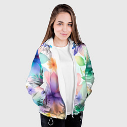 Куртка с капюшоном женская Акварельные цветы - нейросеть, цвет: 3D-белый — фото 2