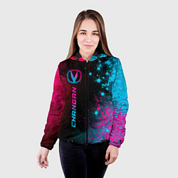 Куртка с капюшоном женская Changan - neon gradient: по-вертикали, цвет: 3D-черный — фото 2