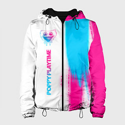 Куртка с капюшоном женская Poppy Playtime neon gradient style: по-вертикали, цвет: 3D-черный