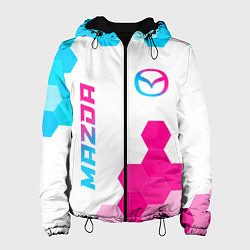 Куртка с капюшоном женская Mazda neon gradient style: надпись, символ, цвет: 3D-черный