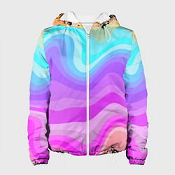 Куртка с капюшоном женская Неоновая разноцветная волна, цвет: 3D-белый